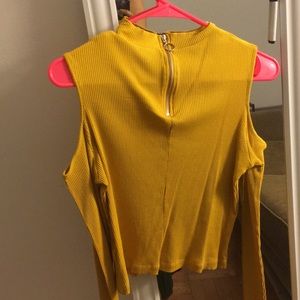 Yellow, ribbed, long-sleeve top